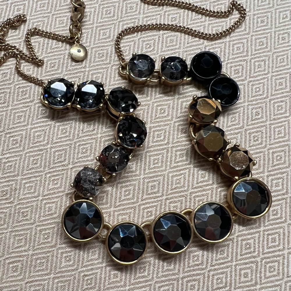 J Crew Black & Bronze Mixed Brulee Crystal Necklace